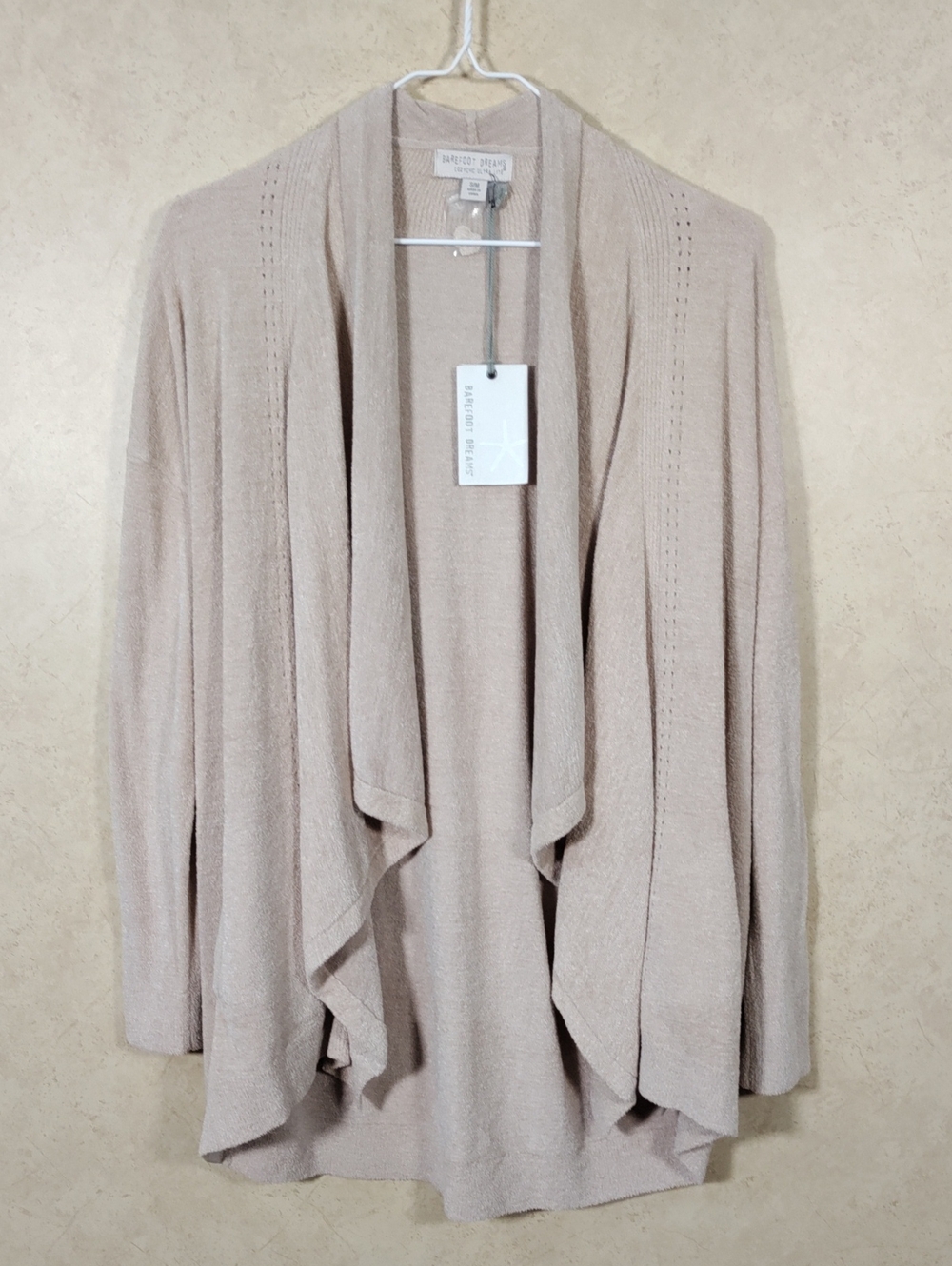 J166 Barefoot Dreams Stone Shawl Collar Pointelle Cardigan S/M NWT